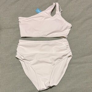 NWT Elegant One-Shoulder Bikini Set in White SMALL
